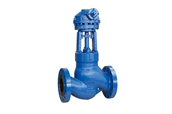 Blue coloured cast steel globe industrial valves manufactured by Oilway Indonesia