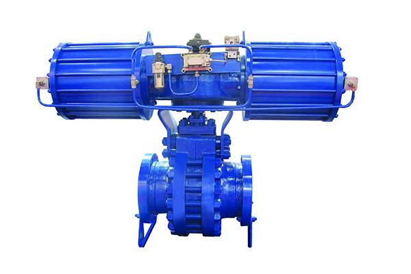 Blue colour lock slag ball valve under white back ground manufactured by oilway-best ball float valves supplier in Indonesia