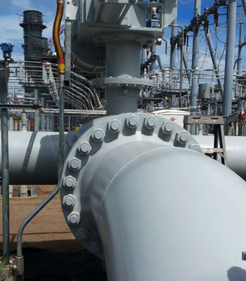 Grey colored Globe valve installed in industrial unit outdoor by Indonesia's top globe valve manufacturer & supplier