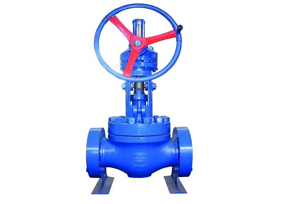 Blue color orbit valve with red & blue color steering model on the top under white background