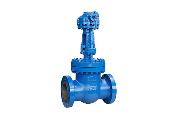 Blue Colour Cast steel wedge gate valve isolated under white background from manufactured by Oilway,Singapore